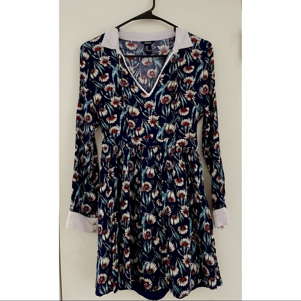 Forever 21 long sleeve mini floral dress size Small
